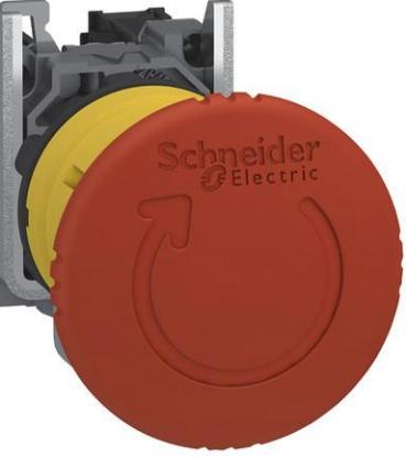 ARDEBO.de Schneider Electric XB5AS8445 Harmony XB5, Not-Aus/Not-Halt-Schalter, Kunststoff, Drehentriegelung, 22mm, Pilz 40mm, 1S + 1Ö, rot