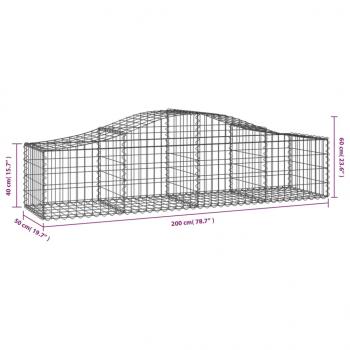 Gabionen mit Hochbogen 11 Stk. 200x50x40/60 cm Verzinktes Eisen