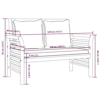 Sofabank mit Cremeweißen Kissen Massivholz Akazie 