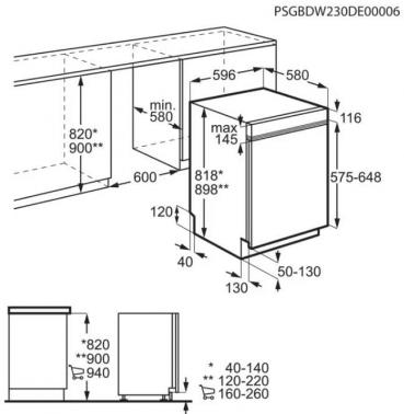 AEG FEE7671APM Teilintegrierter Geschirrspüler, 59,6 cm breit, 14 Maßgedecke, Besteckschublade, Abschaltautomatik, Edelstahlbedienfeld