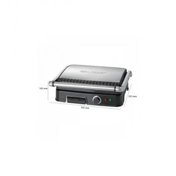 Clatronic KG 3487 Kontaktgrill, 2000W, Thermostat, Antihaftbeschichtete Grillplatten, 2 Kontrollleuchten, edelstahl/schwarz