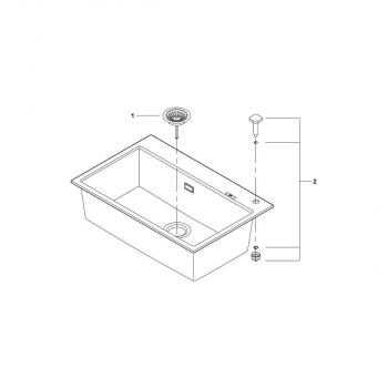 GROHE K700 Kompositküchenspüle, Einzelbecken, keine Abtropffläche, mit Ablauffernbedienung, reversibel, granit schwarz (31652AP0)