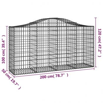 Gabionen mit Hochbogen 5 Stk. 200x50x100/120cm Verzinktes Eisen