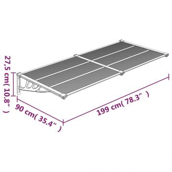 Türvordach Grau und Transparent 199x90 cm Polycarbonat