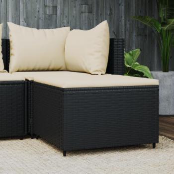 ARDEBO.de - Gartenhocker mit Kissen Schwarz Poly Rattan