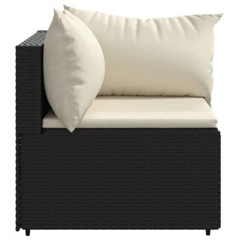 Garten-Ecksofas mit Kissen 2 Stk. Schwarz Poly Rattan