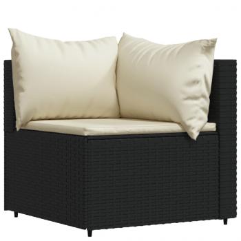 4-tlg. Garten-Lounge-Set mit Kissen Schwarz Poly Rattan