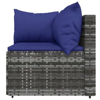 4-tlg. Garten-Lounge-Set mit Kissen Grau Poly Rattan