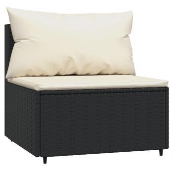 Garten-Mittelsofas mit Kissen 2 Stk. Schwarz Poly Rattan