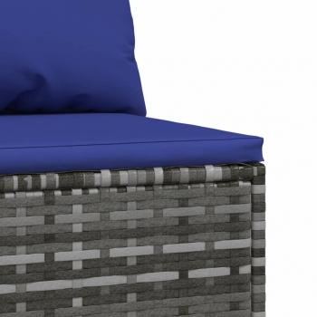 3-tlg. Garten-Lounge-Set mit Kissen Grau Poly Rattan