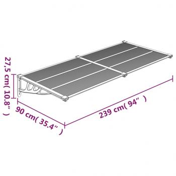 Türvordach Grau und Transparent 239x90 cm Polycarbonat