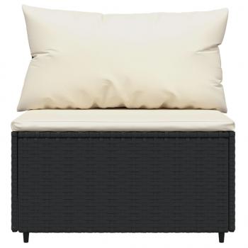 Garten-Mittelsofa mit Kissen Schwarz Poly Rattan