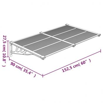 Türvordach Grau und Transparent 152,5x90 cm Polycarbonat