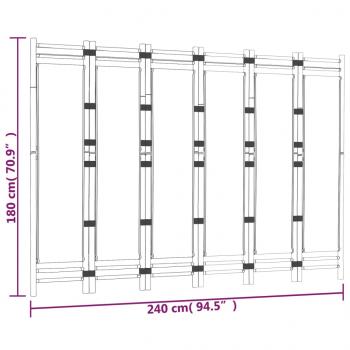 6-tlg. Paravent Faltbar 240 cm Bambus und Canvas