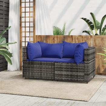 ARDEBO.de - Garten-Ecksofas mit Kissen 2 Stk. Grau Poly Rattan