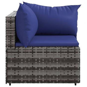 Garten-Ecksofas mit Kissen 2 Stk. Grau Poly Rattan