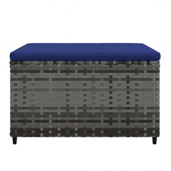 Gartenhocker mit Kissen Grau Poly Rattan