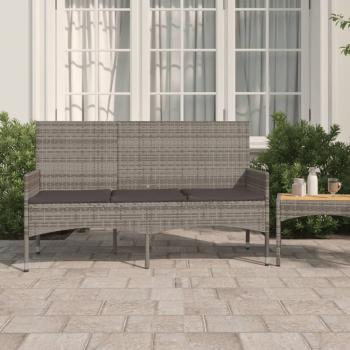 ARDEBO.de - Gartenbank 3-Sitzer mit Kissen Grau Poly Rattan