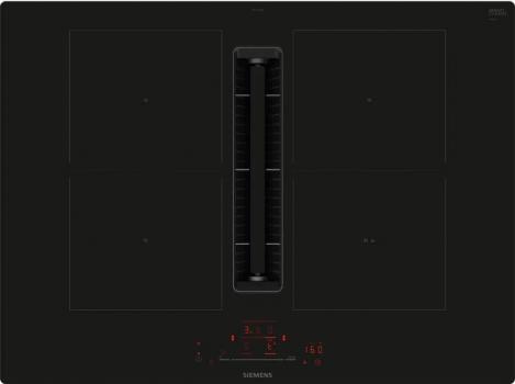ARDEBO.de Siemens ED711HGA6 iQ500 Induktionskochfeld mit Dunstabzug+Flachkanal S(ED711HQ26E+HZ9VDSB4), 70cm breit, Rahmenlos aufliegend, schwarz