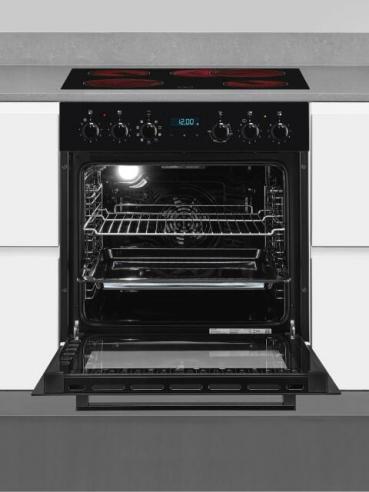 Exquisit EHE285-HBZ-020 EEK: A Einbau Herdset mit Glaskeramikkochfeld, 59 cm breit, 75 L, 9 Funktionen, Grill, Pizzafunktion, Timer, schwarz