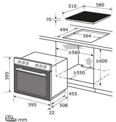 Exquisit EHE285-HBZ-020 EEK: A Einbau Herdset mit Glaskeramikkochfeld, 59 cm breit, 75 L, 9 Funktionen, Grill, Pizzafunktion, Timer, schwarz