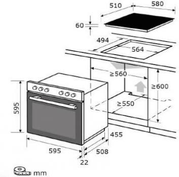 Exquisit EHE256-U-020 EEK: A Einbau Herdset mit Glaskeramikkochfeld, 59,5 cm breit, 59 L, 7 Funktionen, Grillfunktion, schwarz