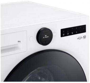 LG F4WX808YC 8kg Frontlader Waschmaschine, 60 cm breit, 1400U/Min, AquaStop, AI DD, WLAN/ThinQ, Kindersicherung, Steam, weiß