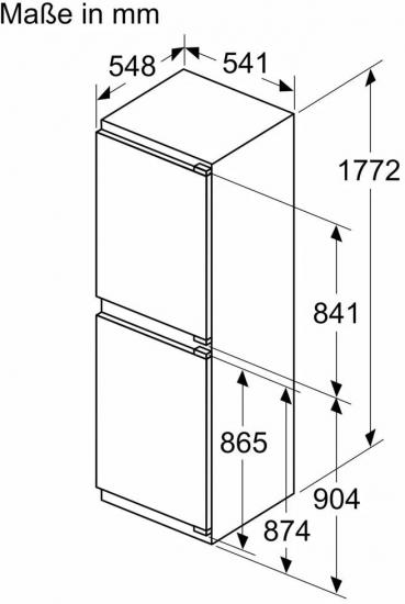 Siemens KI85NNFE0 iQ100 Einbau Kühl-/Gefrierkombination, Nischenhöhe 177,2 cm, 249 L, noFrost, Festtürtechnik, auto Airflow, safety Glas