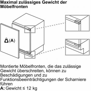 Siemens KU22LADD0 iQ500 Unterbau Kühlschrank, Nischenhöhe 82 cm, 110 L, Flachscharnier mit Softeinzug, super Cooling, LED-Beleuchtung, safety Glas