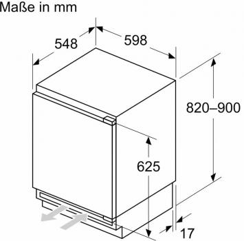 Siemens KU22LADD0 iQ500 Unterbau Kühlschrank, Nischenhöhe 82 cm, 110 L, Flachscharnier mit Softeinzug, super Cooling, LED-Beleuchtung, safety Glas