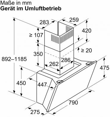 Siemens LC81KAN60 iQ500 A+ Kopffreihaube, 80 cm breit, 915 m³/h, cook Connect System, iQdrive Motor, Leistung 3-stufig + 1 Intensiv, Klarglas, schwarz bedruckt