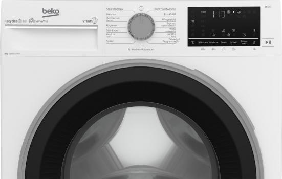 Beko B3WFU59415W2 9kg Frontlader Waschmaschine, 60 cm breit, 1400 U/Min, 15 Programme, Kindersicherung, OptiSense, Bluetooth, weiß