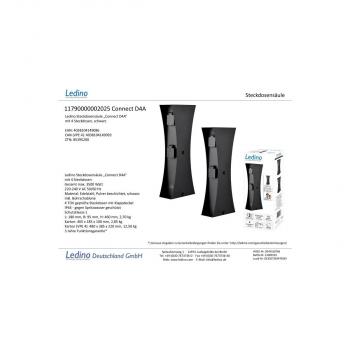 Ledino Connect D4A Steckdosenpfosten 4er, anthrazit, Outdoor (11790000002025)