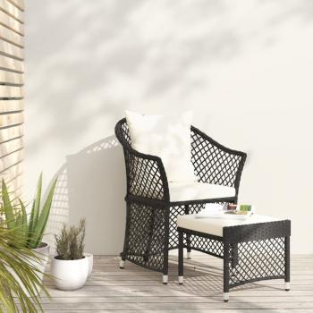 ARDEBO.de - 2-tlg. Garten-Lounge-Set mit Kissen Schwarz Poly Rattan