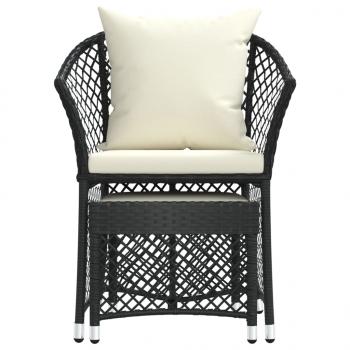 2-tlg. Garten-Lounge-Set mit Kissen Schwarz Poly Rattan