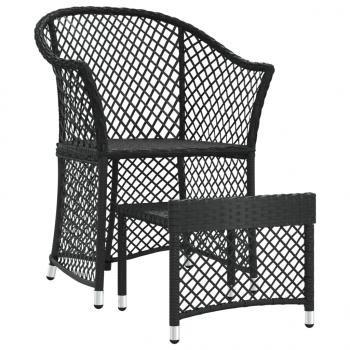 2-tlg. Garten-Lounge-Set mit Kissen Schwarz Poly Rattan