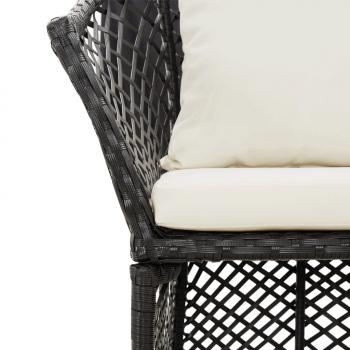 2-tlg. Garten-Lounge-Set mit Kissen Schwarz Poly Rattan