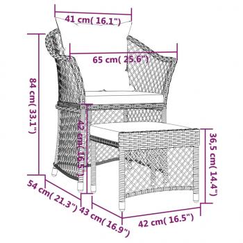 2-tlg. Garten-Lounge-Set mit Kissen Schwarz Poly Rattan