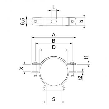 OBO Bettermann ASL 733 53 ALU Abstandsschelle mit Langloch, 44-53mm, Aluminium (1362834)