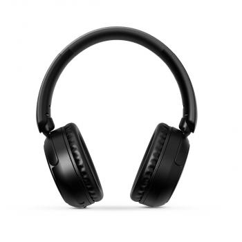 Drahtlose Over-Ear-Kopfhörer | max. Batteriespielzeit: 12 Std | Eingebautes Mikro | Drücken Sie Strg | Stimmkontrolle | Lautstärke-Regler | Schwarz