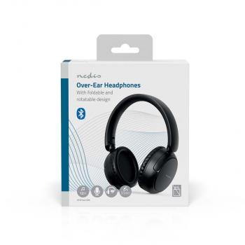 Drahtlose Over-Ear-Kopfhörer | max. Batteriespielzeit: 12 Std | Eingebautes Mikro | Drücken Sie Strg | Stimmkontrolle | Lautstärke-Regler | Schwarz