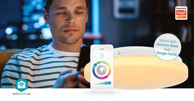 SmartLife Deckenleuchte | Wi-Fi | RGB / Warm bis kühlen weiß | Rund | Durchmesser: 260 mm | 1820 lm | 2700 - 6500 K | IP44 | Energieklasse: F | Android? / IOS