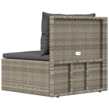 Garten-Ecksofa mit Kissen Grau Poly Rattan