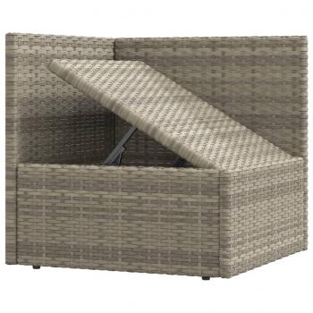 Garten-Ecksofa mit Kissen Grau Poly Rattan