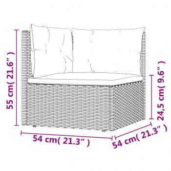 Garten-Ecksofa mit Kissen Grau Poly Rattan