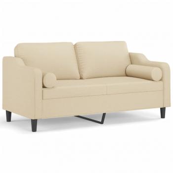 2-Sitzer-Sofa mit Zierkissen Creme 140 cm Stoff