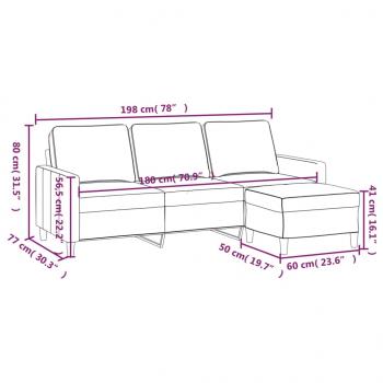 3-Sitzer-Sofa mit Hocker Braun 180 cm Samt