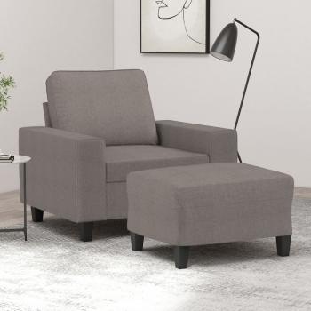 ARDEBO.de - Sessel mit Hocker Taupe 60 cm Stoff