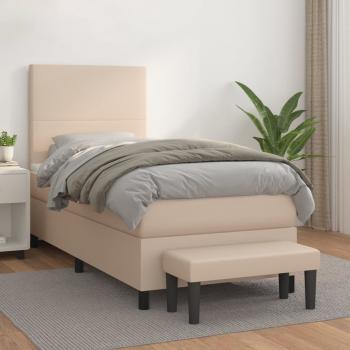 ARDEBO.de - Boxspringbett mit Matratze Cappuccino-Braun 90x200cm Kunstleder