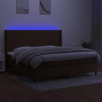 Boxspringbett mit Matratze & LED Dunkelbraun 200x200 cm Stoff